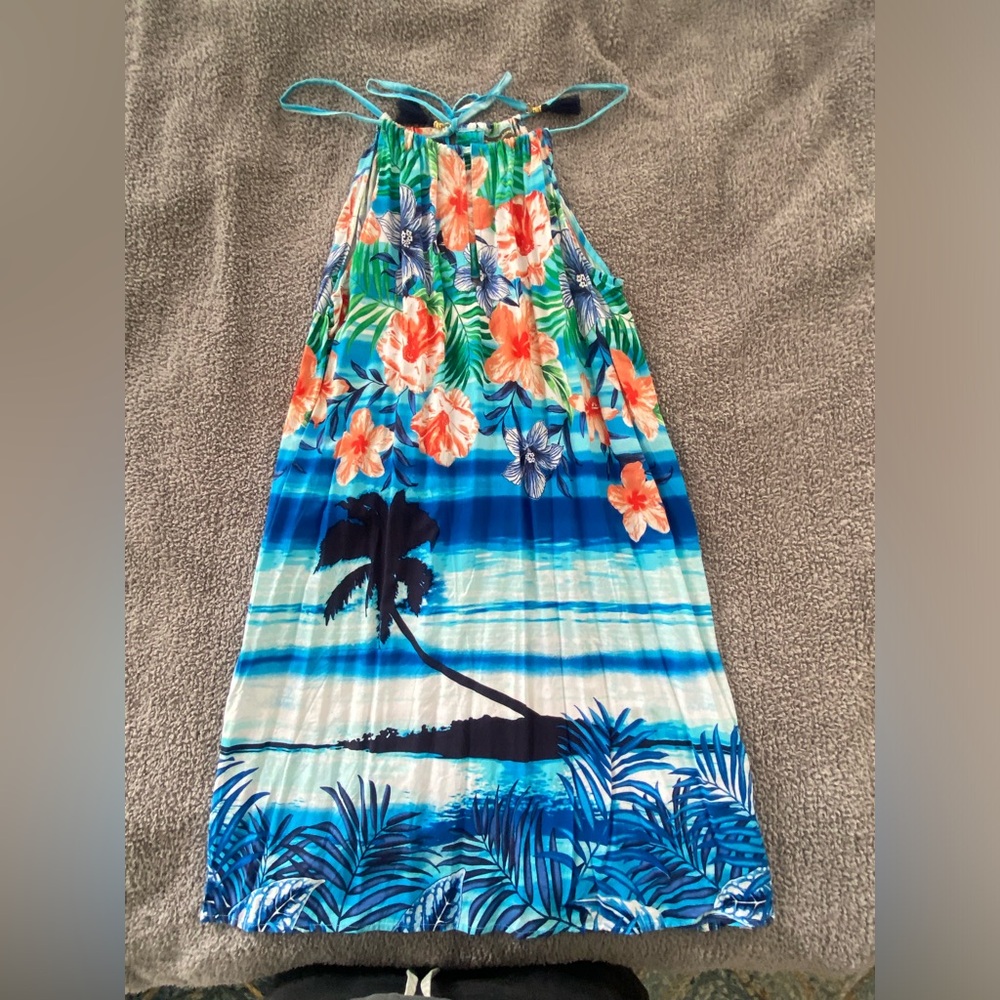 Tommy Bahama, blue/multi color, halter dress, size XS, rayon
